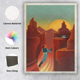Retro Futuristic Desert Canyon Jetpack Explorer Space Adventure Canvas Wall Art Print Decor Picture Ready to Hang
