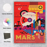 Modern Retro Mars Space Travel Geometric Illustration Poster Canvas Wall Art Print Decor Picture Ready to Hang