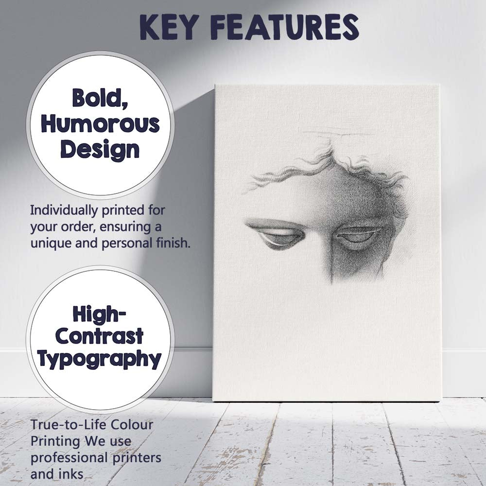 Minimalist Surreal Classical Statue Face Sketch Poster Canvas Wall Art Print Decor Picture Ready to Hang
