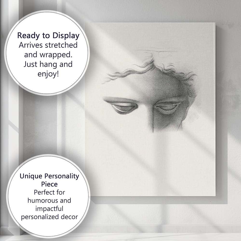 Minimalist Surreal Classical Statue Face Sketch Poster Canvas Wall Art Print Decor Picture Ready to Hang