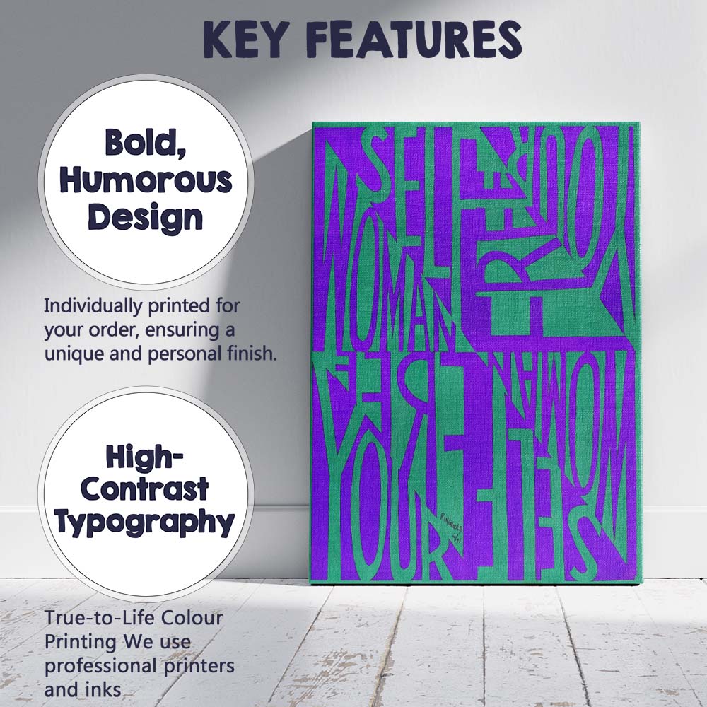 Abstract Purple Green Typography Inspirational Quote Modern Graphic Canvas Wall Art Print Decor Picture Ready to Hang