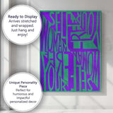 Abstract Purple Green Typography Inspirational Quote Modern Graphic Canvas Wall Art Print Decor Picture Ready to Hang