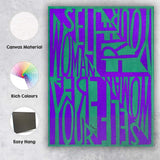Abstract Purple Green Typography Inspirational Quote Modern Graphic Canvas Wall Art Print Decor Picture Ready to Hang