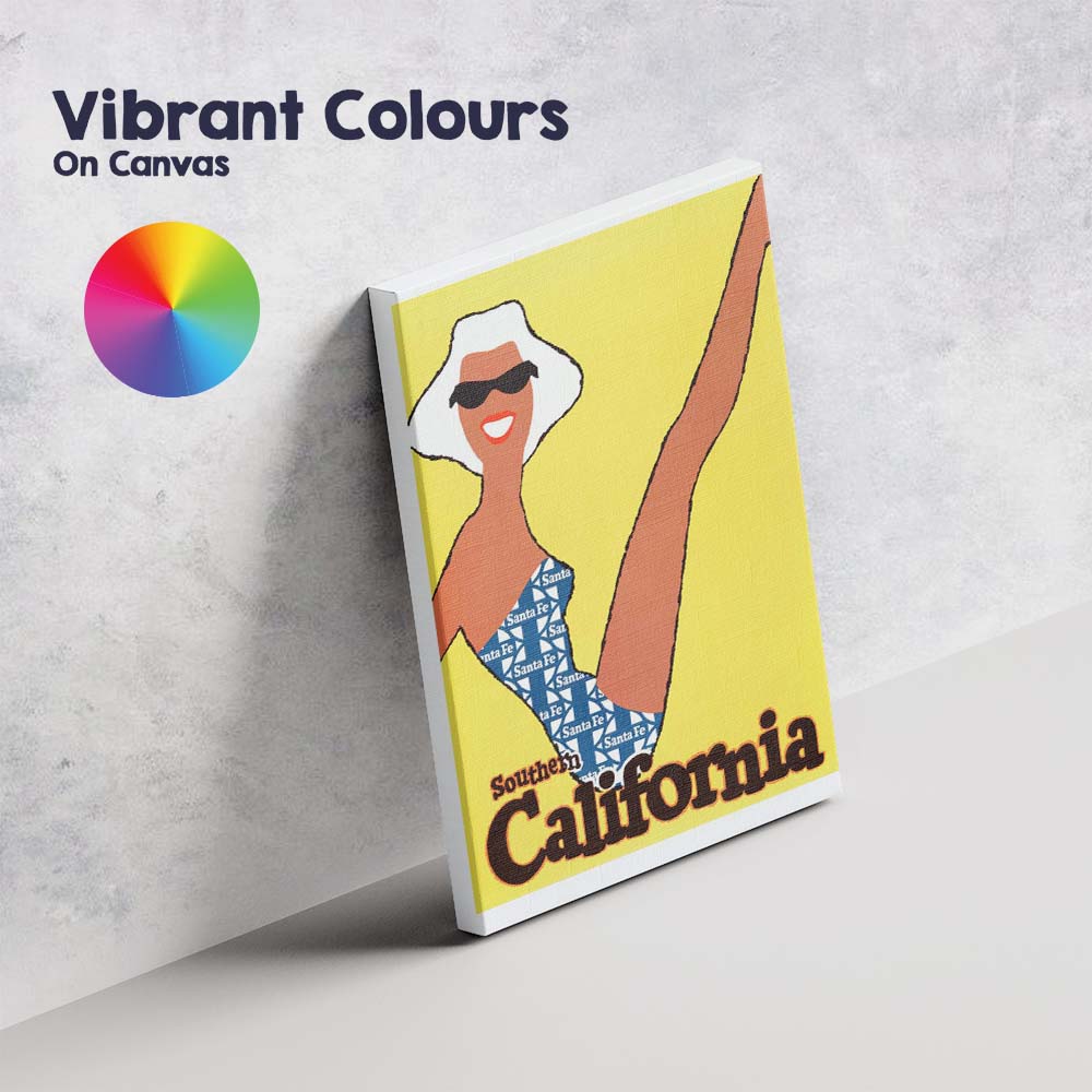 Retro Southern California Beach Holiday Travel Poster Canvas Wall Art Print Decor Picture Ready to Hang