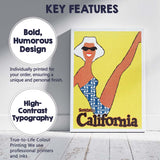 Retro Southern California Beach Holiday Travel Poster Canvas Wall Art Print Decor Picture Ready to Hang