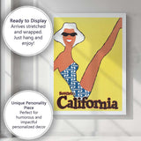 Retro Southern California Beach Holiday Travel Poster Canvas Wall Art Print Decor Picture Ready to Hang