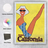 Retro Southern California Beach Holiday Travel Poster Canvas Wall Art Print Decor Picture Ready to Hang