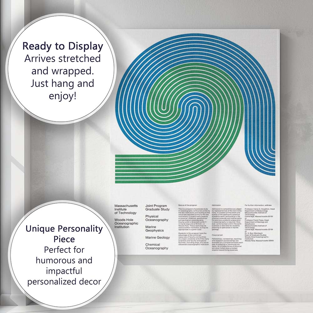 Abstract Blue Green Geometric Ocean Waves Minimalist Graphic Canvas Wall Art Print Decor Picture Ready to Hang