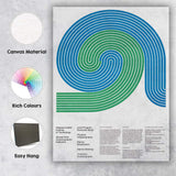 Abstract Blue Green Geometric Ocean Waves Minimalist Graphic Canvas Wall Art Print Decor Picture Ready to Hang