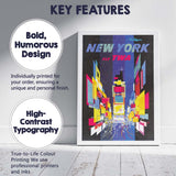 Retro Fly TWA New York Times Square Neon Cityscape Travel Poster Canvas Wall Art Print Decor Picture Ready to Hang