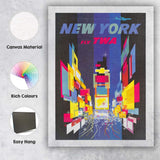 Retro Fly TWA New York Times Square Neon Cityscape Travel Poster Canvas Wall Art Print Decor Picture Ready to Hang