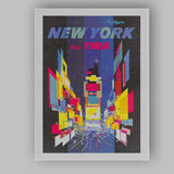 Retro Fly TWA New York Times Square Neon Cityscape Travel Poster Canvas Wall Art Print Decor Picture Ready to Hang