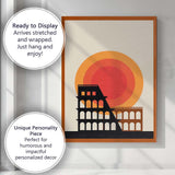 Minimalist Retro Rome Colosseum Sunset Geometric Travel Poster Canvas Wall Art Print Decor Picture Ready to Hang