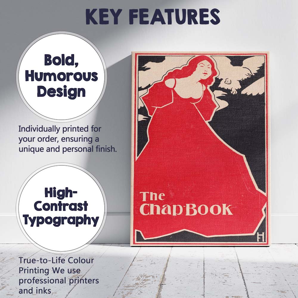 Art Nouveau Red Lady Dove Silhouette Graphic Poster Canvas Wall Art Print Decor Picture Ready to Hang