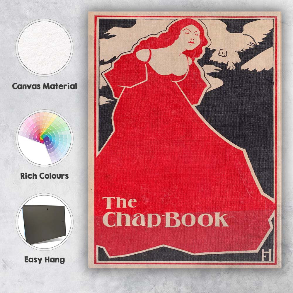 Art Nouveau Red Lady Dove Silhouette Graphic Poster Canvas Wall Art Print Decor Picture Ready to Hang