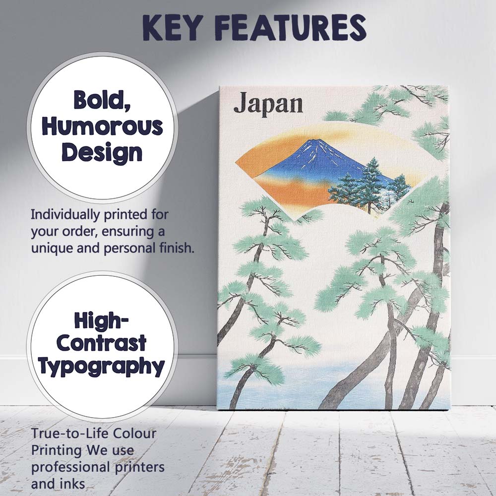 Elegant Japan Mount Fuji Pine Trees Travel Poster Canvas Wall Art Print Decor Picture Ready to Hang