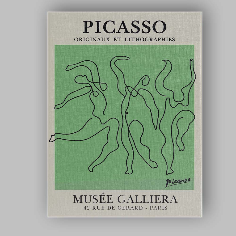 Abstract Picasso Line Drawing Sage Green Modernist Exhibition Canvas Wall Art Print Decor Picture Ready to Hang