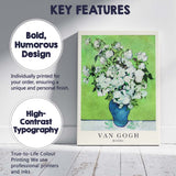 Van Gogh White Roses Blue Vase Impressionist Floral Canvas Wall Art Print Decor Picture Ready to Hang