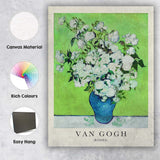 Van Gogh White Roses Blue Vase Impressionist Floral Canvas Wall Art Print Decor Picture Ready to Hang