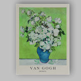 Van Gogh White Roses Blue Vase Impressionist Floral Canvas Wall Art Print Decor Picture Ready to Hang