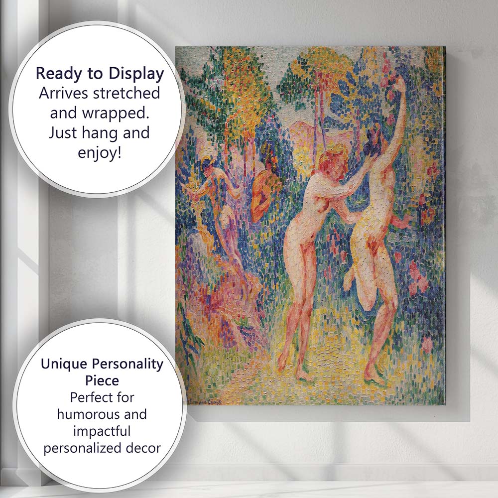Colourful Pointillist Bathers Figurative Art Painting Canvas Wall Art Print Decor Picture Ready to Hang