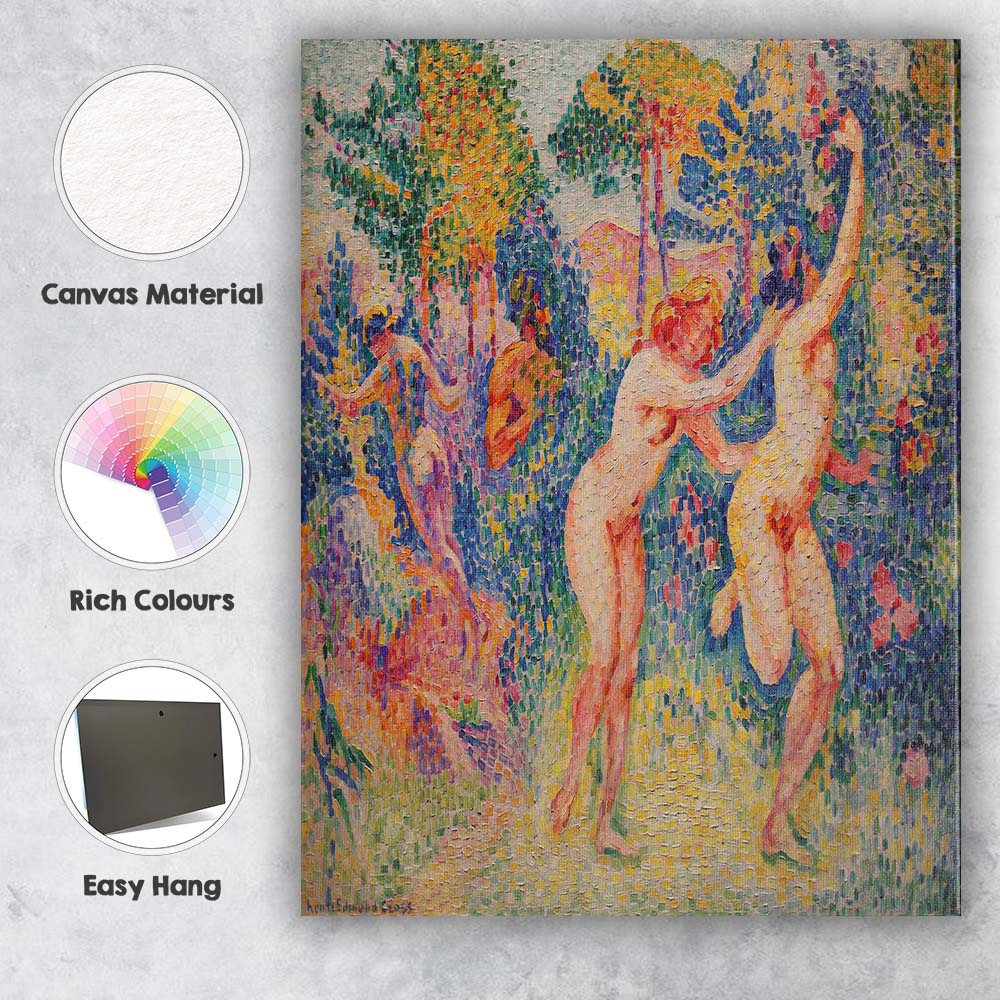 Colourful Pointillist Bathers Figurative Art Painting Canvas Wall Art Print Decor Picture Ready to Hang