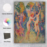 Colourful Pointillist Bathers Figurative Art Painting Canvas Wall Art Print Decor Picture Ready to Hang