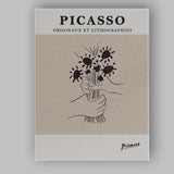 Picasso Inspired Floral Bouquet Hands Minimal Line Art Canvas Wall Art Print Decor Picture Ready to Hang