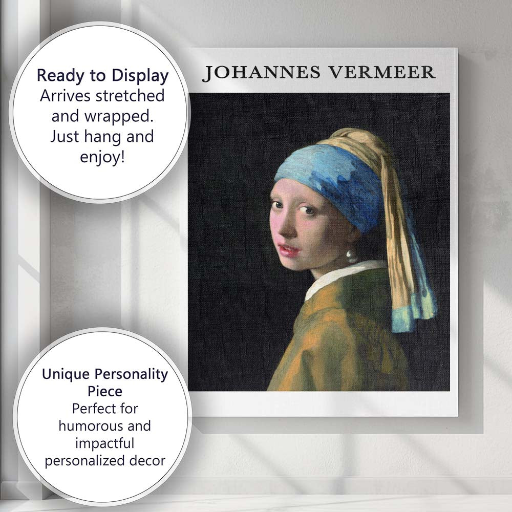 Classic Dutch Girl with Pearl Earring Portrait Painting Canvas Wall Art Print Decor Picture Ready to Hang