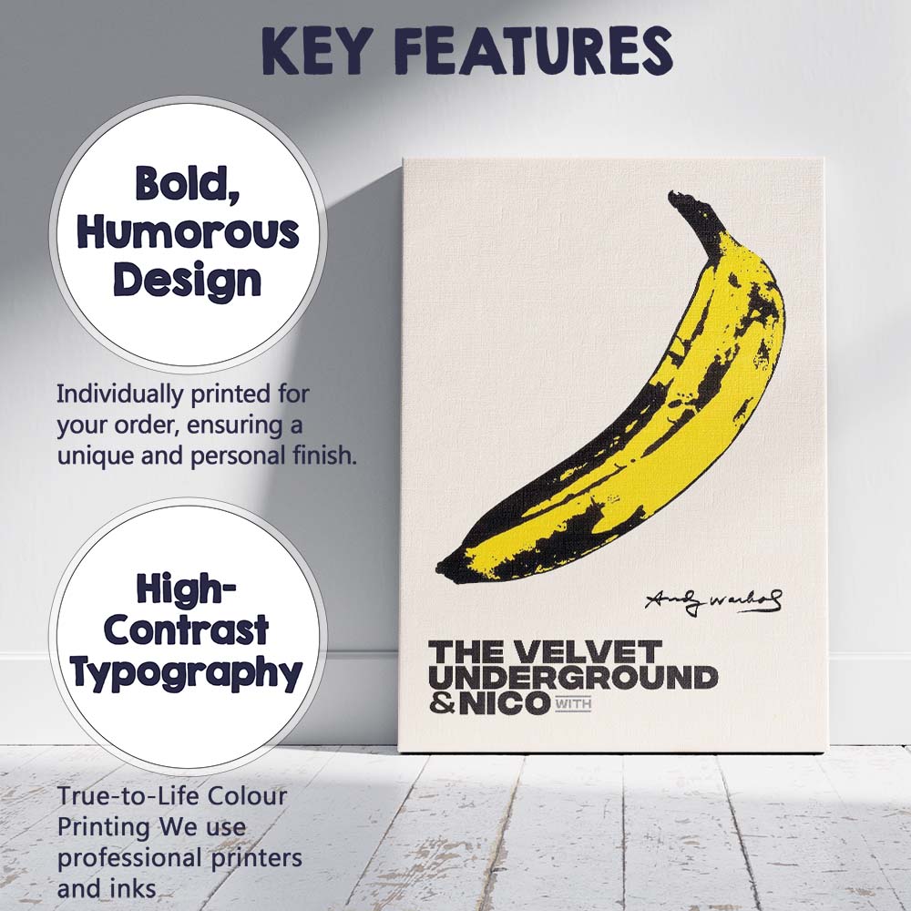 Pop Art Yellow Banana Music Album Inspired Graphic Canvas Wall Art Print Decor Picture Ready to Hang