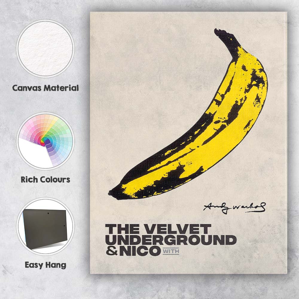 Pop Art Yellow Banana Music Album Inspired Graphic Canvas Wall Art Print Decor Picture Ready to Hang