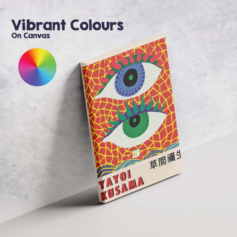 Yayoi Kusama Vibrant Pop Art Eye Pattern Illustration Canvas Wall Art Print Decor Picture Ready to Hang