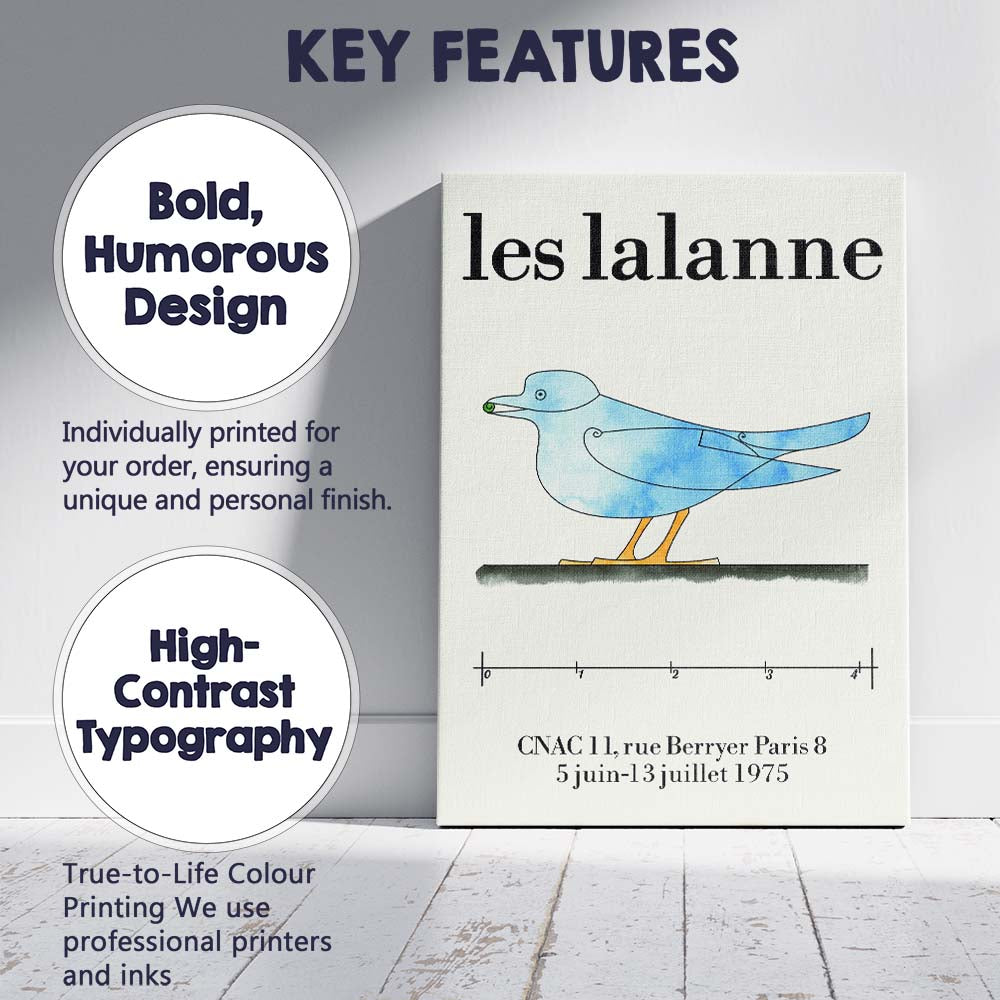 Les Lalanne Blue Bird Sculpture Minimalist French Gallery Style Canvas Wall Art Print Decor Picture Ready to Hang