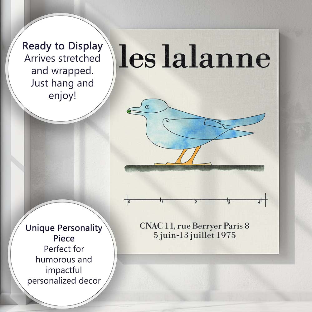 Les Lalanne Blue Bird Sculpture Minimalist French Gallery Style Canvas Wall Art Print Decor Picture Ready to Hang