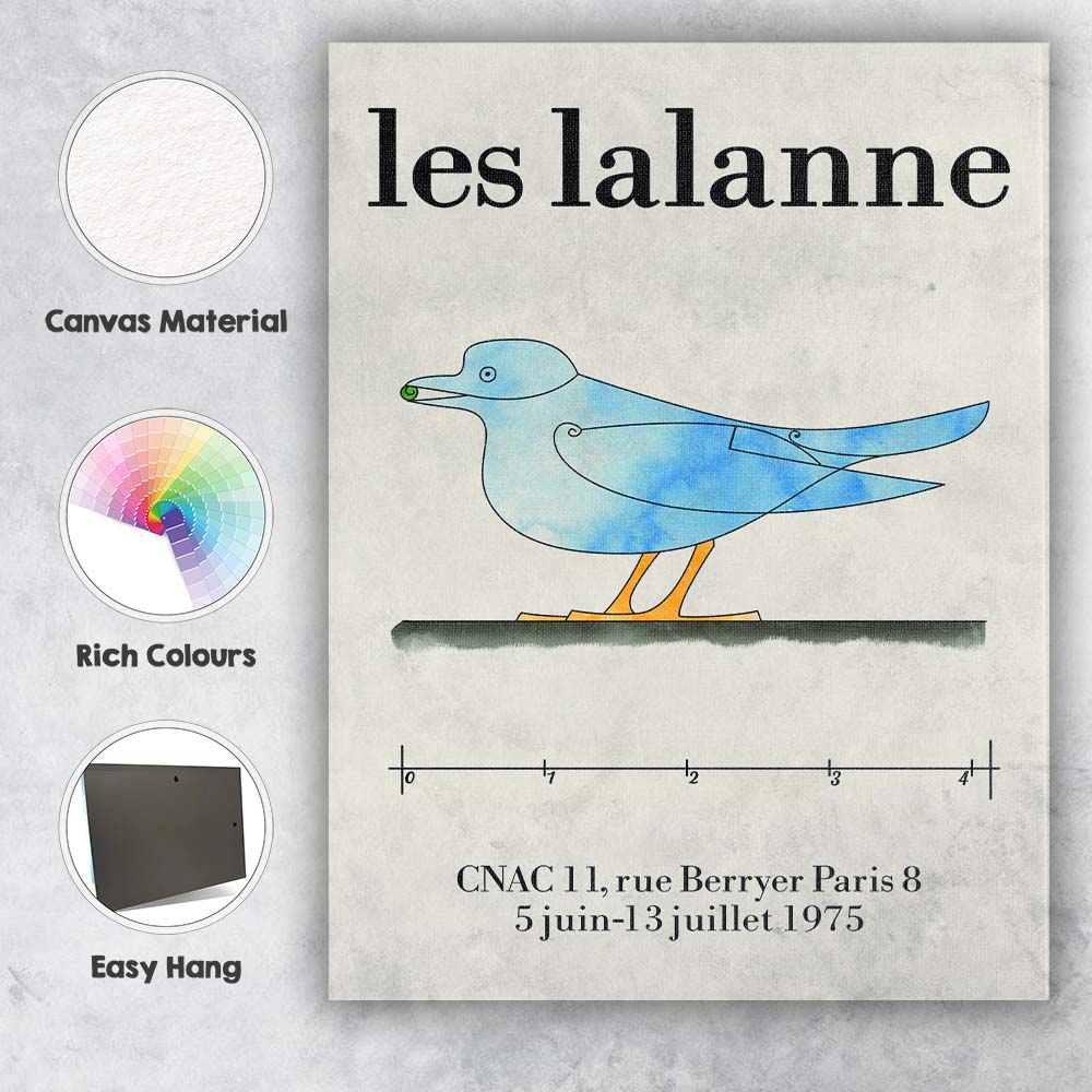 Les Lalanne Blue Bird Sculpture Minimalist French Gallery Style Canvas Wall Art Print Decor Picture Ready to Hang