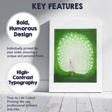 White Peacock Elegant Green Background Japanese Woodblock Canvas Wall Art Print Decor Picture Ready to Hang