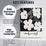 Monochrome Pop Art Floral Silkscreen Flowers Contemporary Botanical Canvas Wall Art Print Decor Picture Ready to Hang