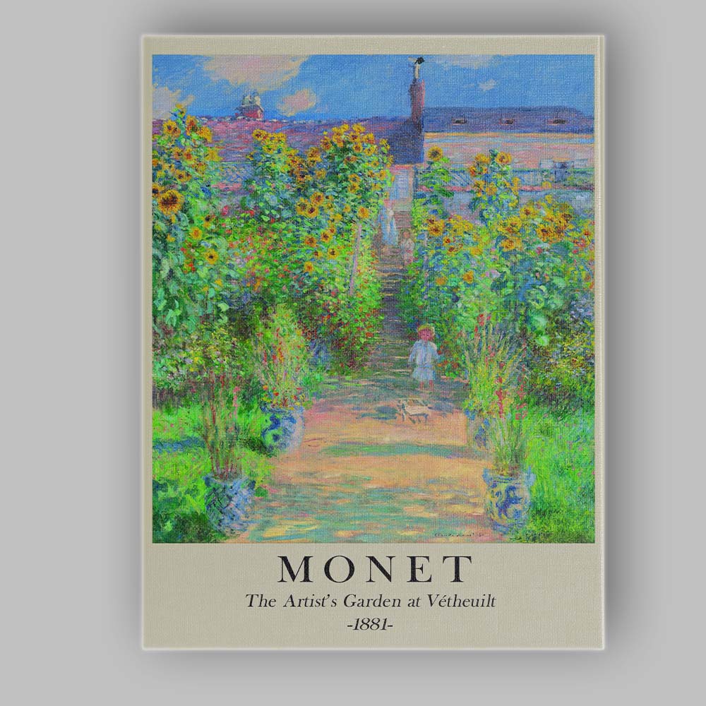 Impressionist Sunflower Garden Landscape Colourful French Painting Canvas Wall Art Print Decor Picture Ready to Hang