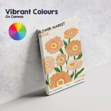 Retro Orange Floral Market Poster Scandinavian Botanical Design Canvas Wall Art Print Decor Picture Ready to Hang