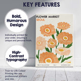 Retro Orange Floral Market Poster Scandinavian Botanical Design Canvas Wall Art Print Decor Picture Ready to Hang