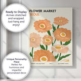 Retro Orange Floral Market Poster Scandinavian Botanical Design Canvas Wall Art Print Decor Picture Ready to Hang
