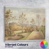 Autumn Garden Terrace Scenic Landscape Watercolour Canvas Wall Art Print Decor Picture Ready to Hang