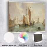 Traditional Sailing Boats Harbour Seascape Watercolour Canvas Wall Art Print Decor Picture Ready to Hang