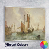 Traditional Sailing Boats Harbour Seascape Watercolour Canvas Wall Art Print Decor Picture Ready to Hang