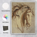 Elegant Horse Head Portrait Equestrian Ink and Watercolour Canvas Wall Art Print Decor Picture Ready to Hang