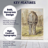 Humorous Elephant Rear View Zoo Animal Sketch Watercolour Canvas Wall Art Print Decor Picture Ready to Hang