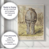 Humorous Elephant Rear View Zoo Animal Sketch Watercolour Canvas Wall Art Print Decor Picture Ready to Hang