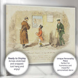 Victorian Street Scene Satirical Gentleman Illustration Canvas Wall Art Print Decor Picture Ready to Hang