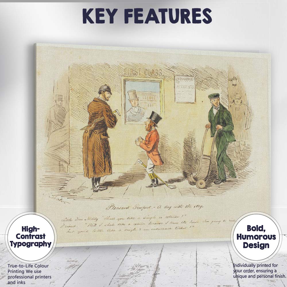 Victorian Street Scene Satirical Gentleman Illustration Canvas Wall Art Print Decor Picture Ready to Hang