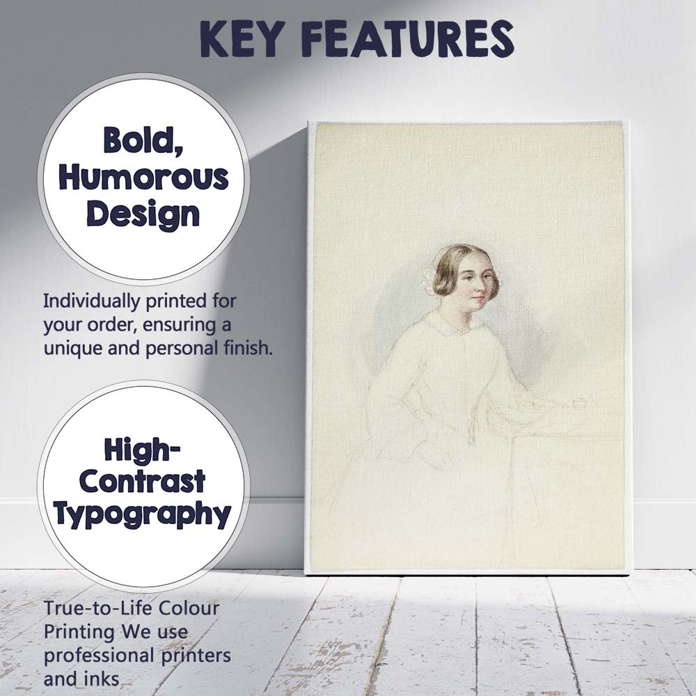 Elegant Victorian Lady Portrait Soft Watercolour Drawing Canvas Wall Art Print Decor Picture Ready to Hang